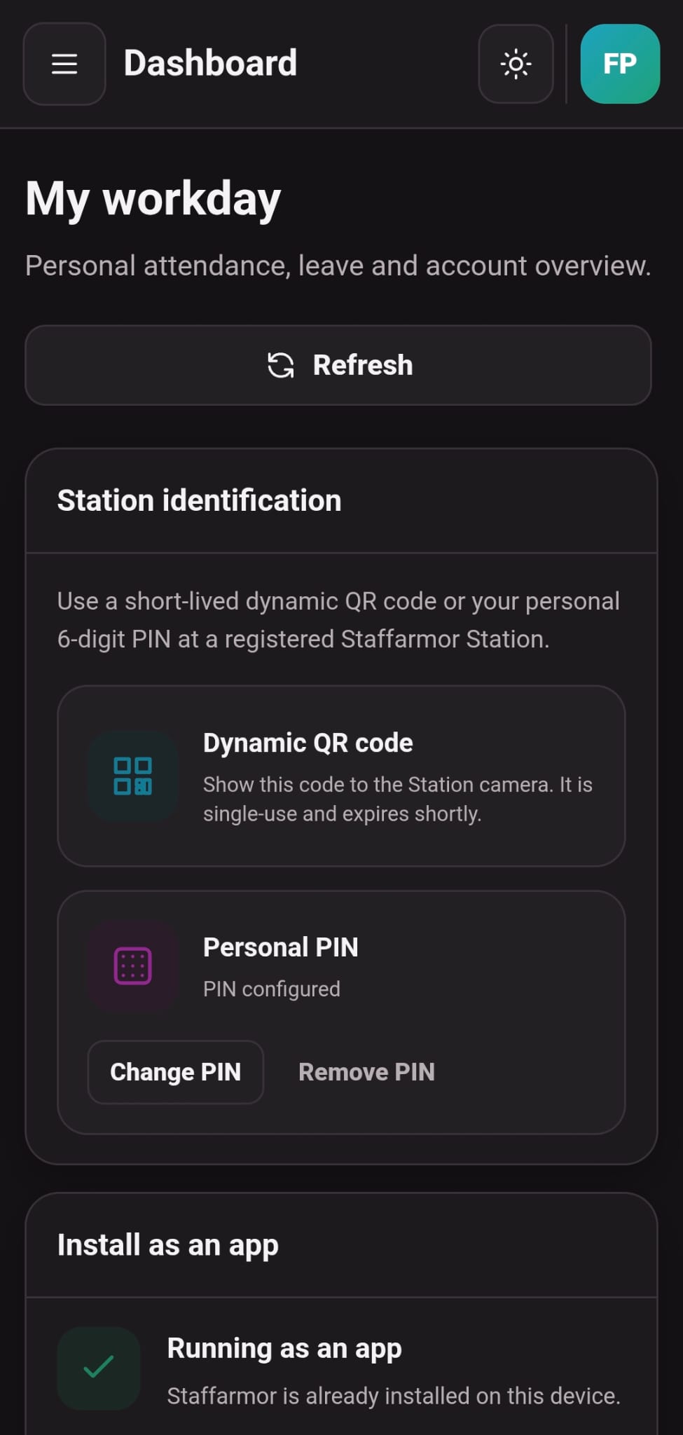 Staffarmor employee mobile screenshot
